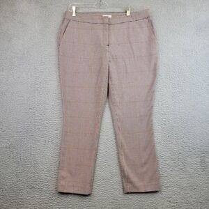 Carolina Bell Montreal Pants Women 14 Red Plaid Fitted Straight Leg Curvy Preppy